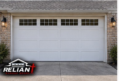 New white garage door with top-row windows